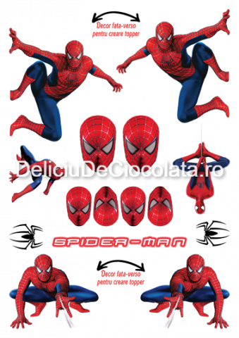 Personaje Celebre si Cinema - Vafa imprimata SpiderMan Model 2, SpiderMan 15 Decoruri Ø 3.5 - 13 cm, A4