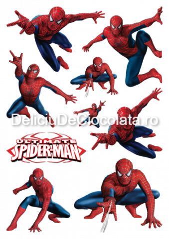 Personaje Celebre si Cinema - Vafa imprimata SpiderMan Model 3, 9 Decoruri Ø 4 - 12 cm, A4