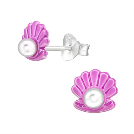 Cercei argint pentru copii - Cercei Copii Scoica cu Perla -Argint 925