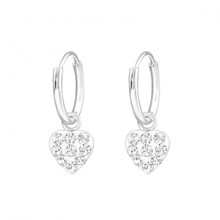 Cercei argint pentru copii - Cercei Copii Argint 925 - Inima Cristal Alb