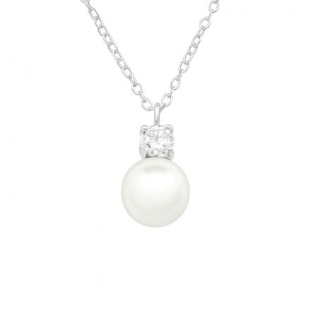 Coliere cu pietre - Colier Perla Cu Zirconiu Argint 925