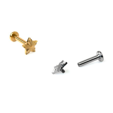 Piercinguri - Piercing  din titan în formă de stea cu model texturat