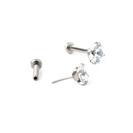 Piercinguri - Labret push-in din titan cu piatră încastrată