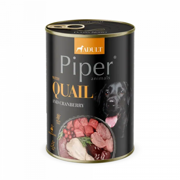 Caini - Conserva pentru caini Piper Adult cu prepelita & merisoare 400 gr