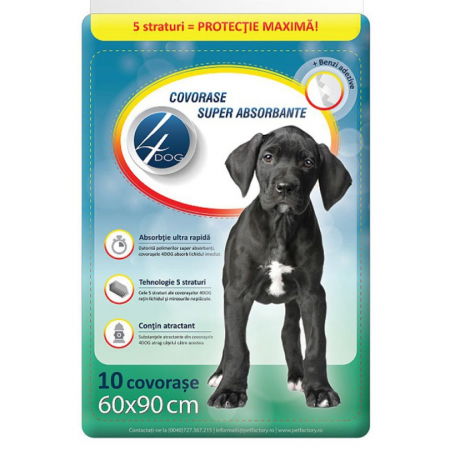Caini - Covorase absorbante 4Dog 60x90 cm, 10 buc/pachet