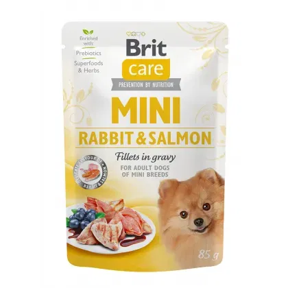 Caini - Hrana umeda pentru caini Brit Mini Adult Fillets in Gravy cu iepure & somon 85 gr