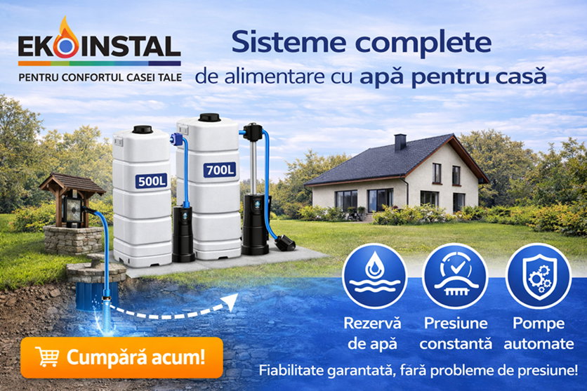 Sisteme alimentare apă cu rezervor și pompă