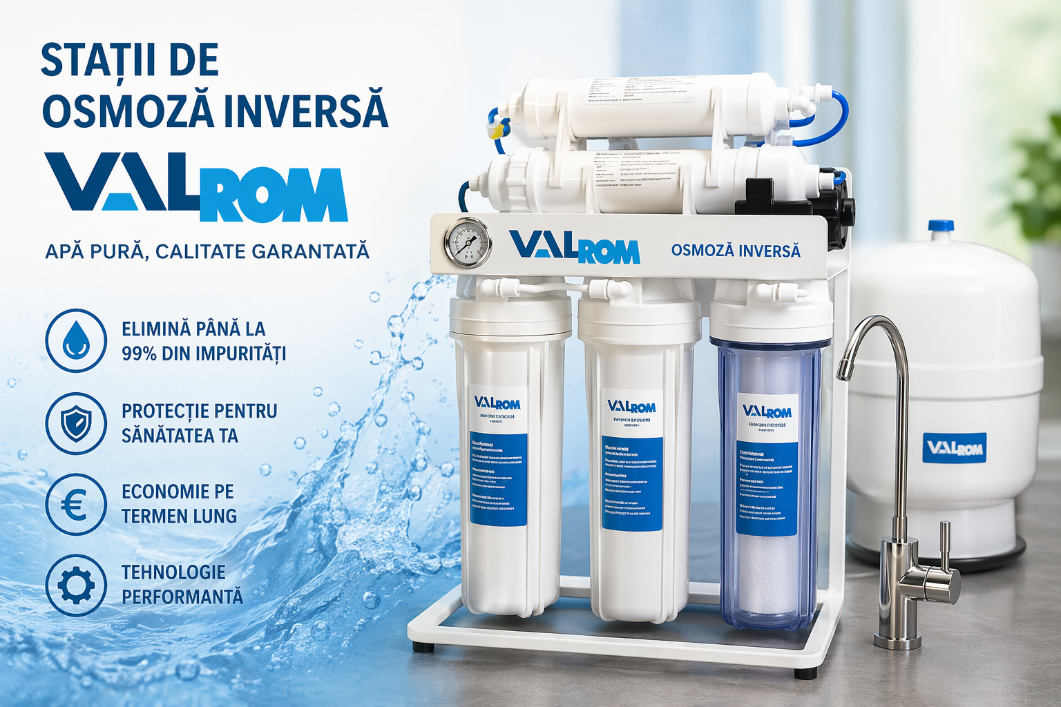 Stații de osmoză inversă Valrom – apă perfect curată pentru casa sau afacerea ta