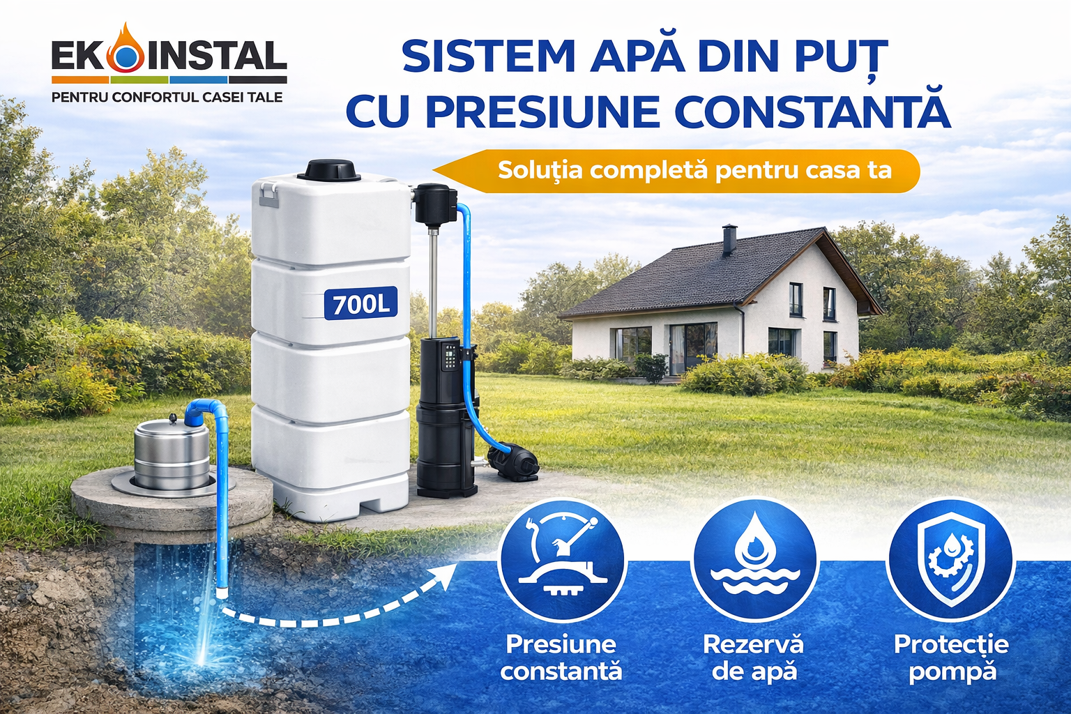 Sistem apă din puț cu presiune constantă – soluția completă pentru casă