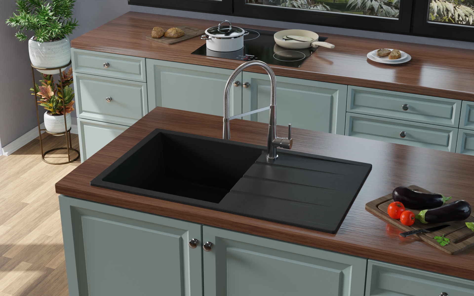 Chiuveta granit SanDonna Paullina 790 Alb, 790x500x210 mm - imagine oficiala 1 [3]