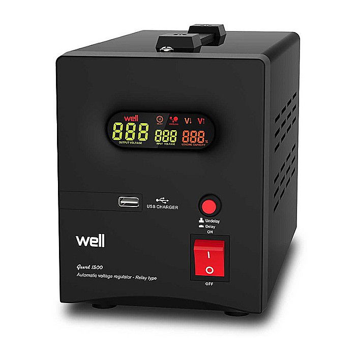 STABILIZATOR TENSIUNE CU RELEU 1500VA AVR-REL GUARD1500-WL WELL [1]