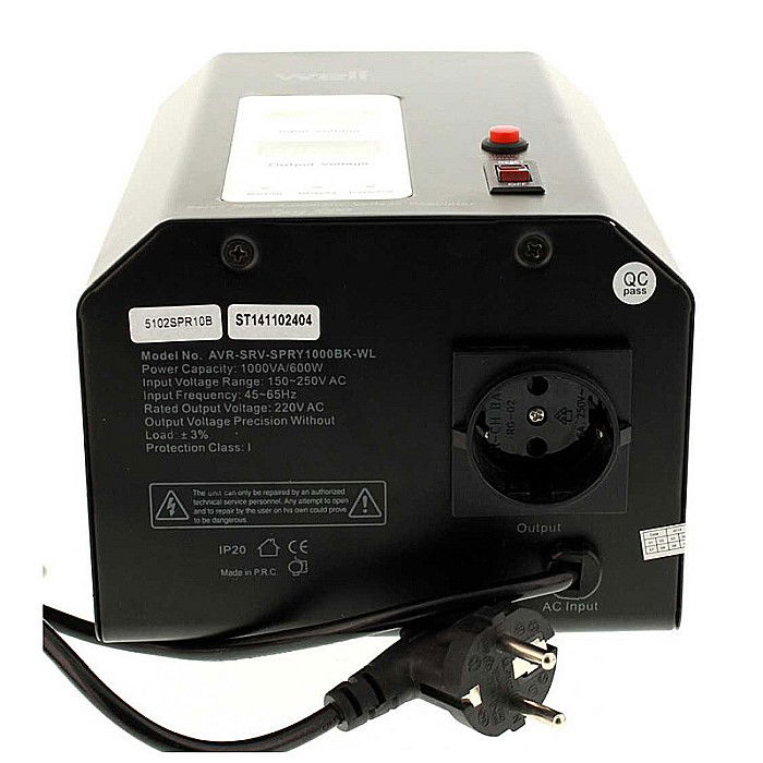 STABILIZATOR AUTOMAT 1000VA CU SERVO MOTOR NEGRU CU MONTAJ PERETE AVR-SRV-SPRY1000BK WELL [2]