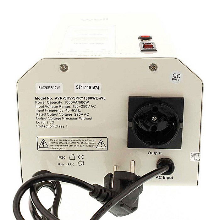 STABILIZATOR AUTOMAT 1000VA ALB CU SERVO MOTOR CU MONTAJ PERETE AVR-SRV-SPRY1000 WE [2]