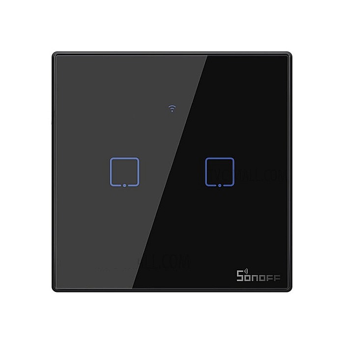 Sonoff t3eu2c-tx touch wifi si rf intrerupator cu 2 canale negru [1]
