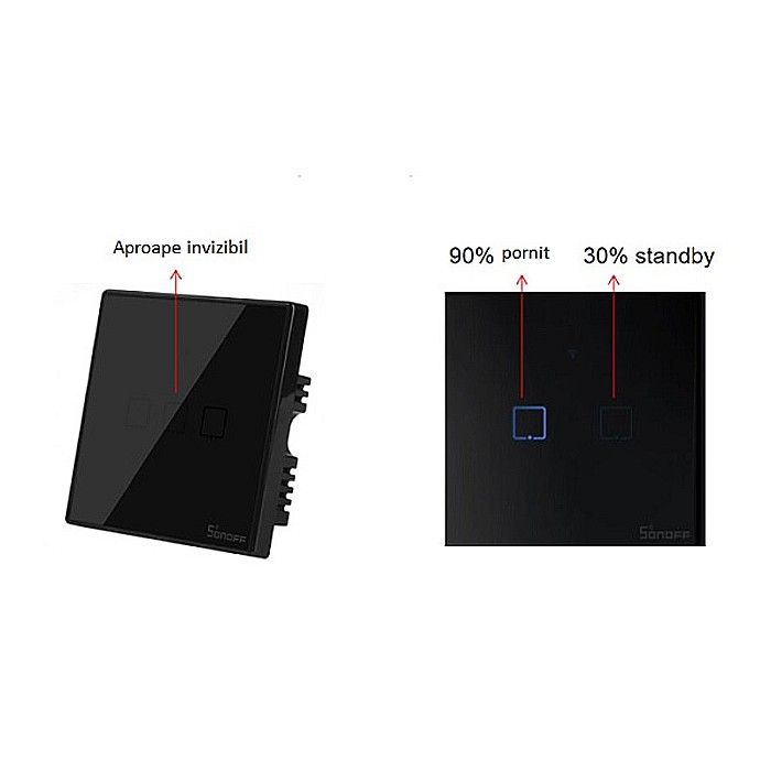 Sonoff t3eu2c-tx touch wifi si rf intrerupator cu 2 canale negru [2]