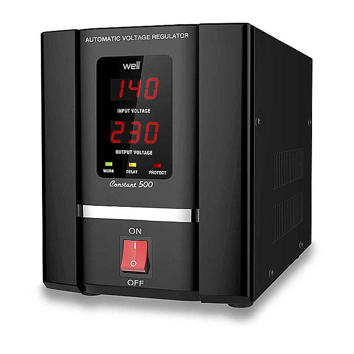 STABILIZATOR TENSIUNE 500VA NEGRU SERVOMOTOR AVR-SRV-CONSTANT500-WL WELL [1]