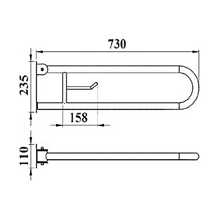 BARA CU PORTHIRTIE RABATABILA HEKO ALB 750 MM PENTRU PERSOANE CU DIZABILITATI BG0800 [3]