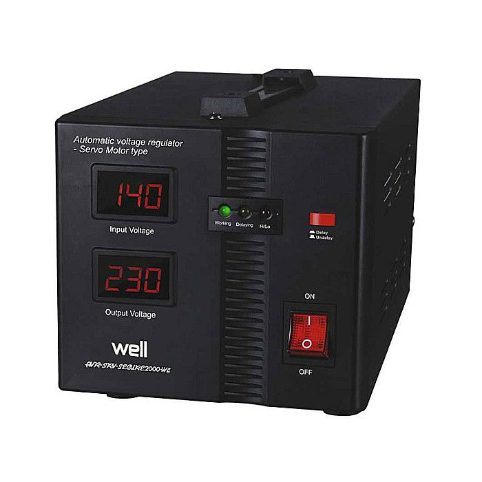 STABILIZATOR TENSIUNE 2000VA NEGRU SERVOMOTOR AVR-SRV-2000 SECURE WELL [1]