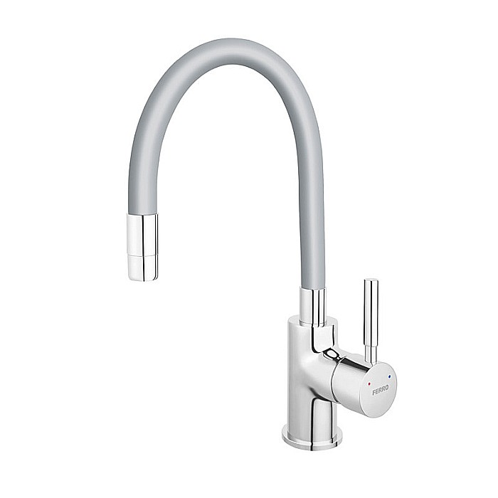 BATERIE BUCATARIE FERRO BZA4S STATIVA CU PIPA FLEXIBILA ZUMBA GRI-ARGINTIE [1]