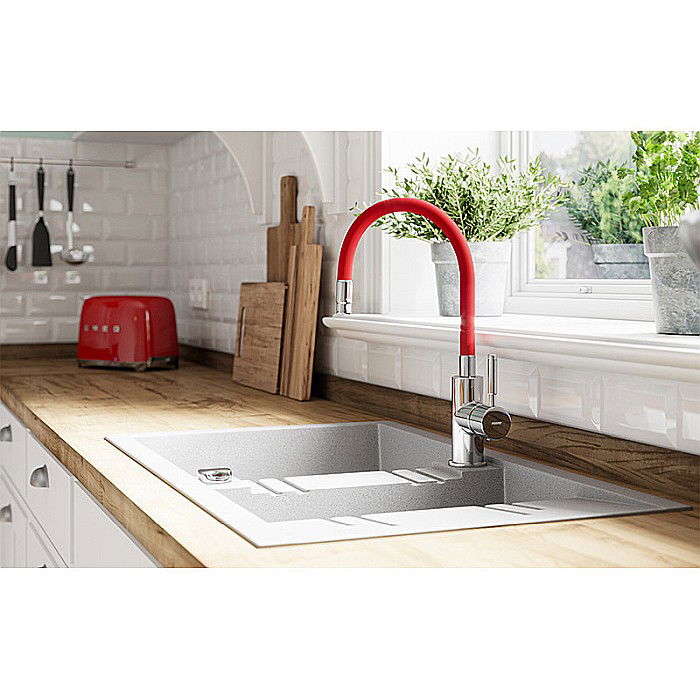 BATERIE BUCATARIE FERRO BZA4R STATIVA CU PIPA FLEXIBILA ZUMBA ROSIE [3]