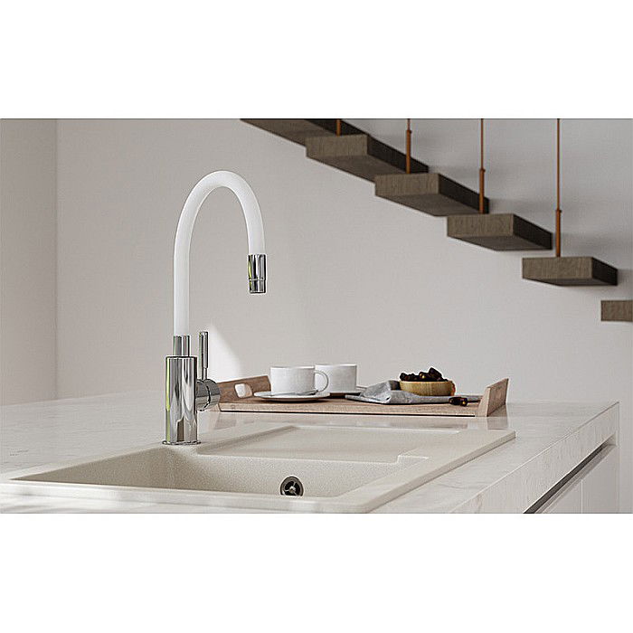 BATERIE BUCATARIE FERRO BZA4W STATIVA CU PIPA FLEXIBILA ZUMBA ALBA [3]