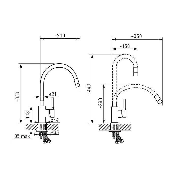 BATERIE BUCATARIE FERRO BZA4M STATIVA CU PIPA FLEXIBILA ZUMBA MENTA [2]