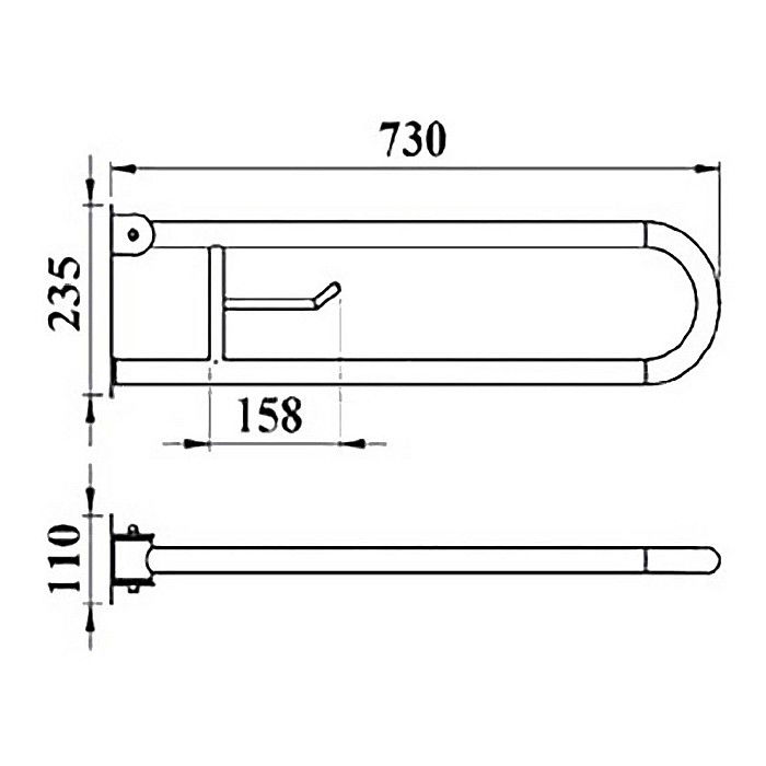 BARA CU PORTHIRTIE DUBLU RABATABILA CROM 73X23,5X11CM PENTRU PERSOANE CU DIZABILITATI [3]