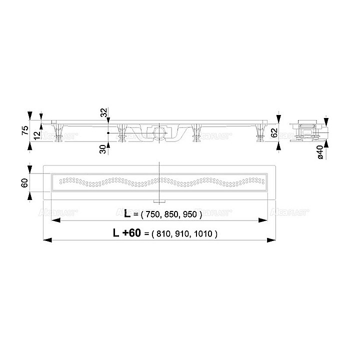 RIGOLA DUS 550MM ALCA CU GRATAR PERFORAT SIMPLE APZ8-550M [2]