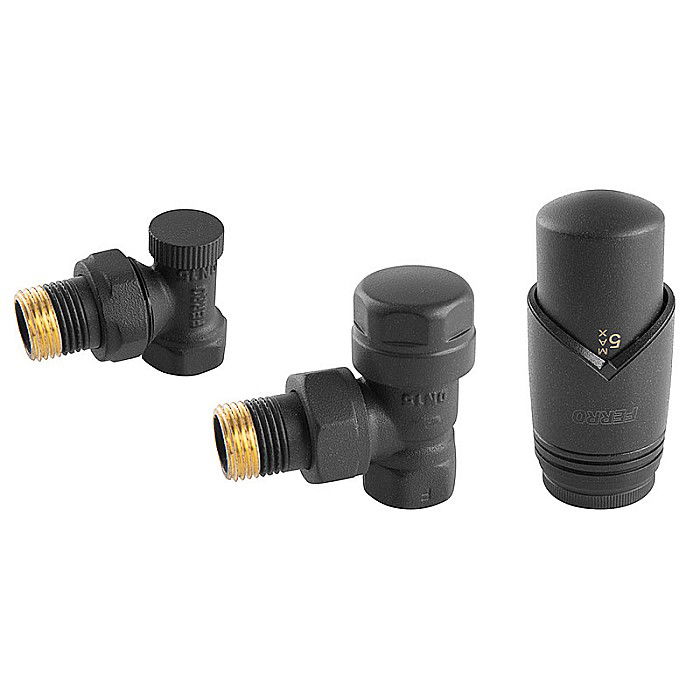 SET ROBINETI CALORIFER TUR RETUR 1/2 FERRO ZTM31AT CU CAP TERMOSTATAT GT33 ANTRACIT [1]