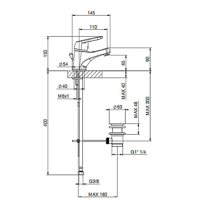 BATERIE MONOCOMANDA LAVOAR TIEMME D01SS DELTA FARA VENTIL CROM [2]