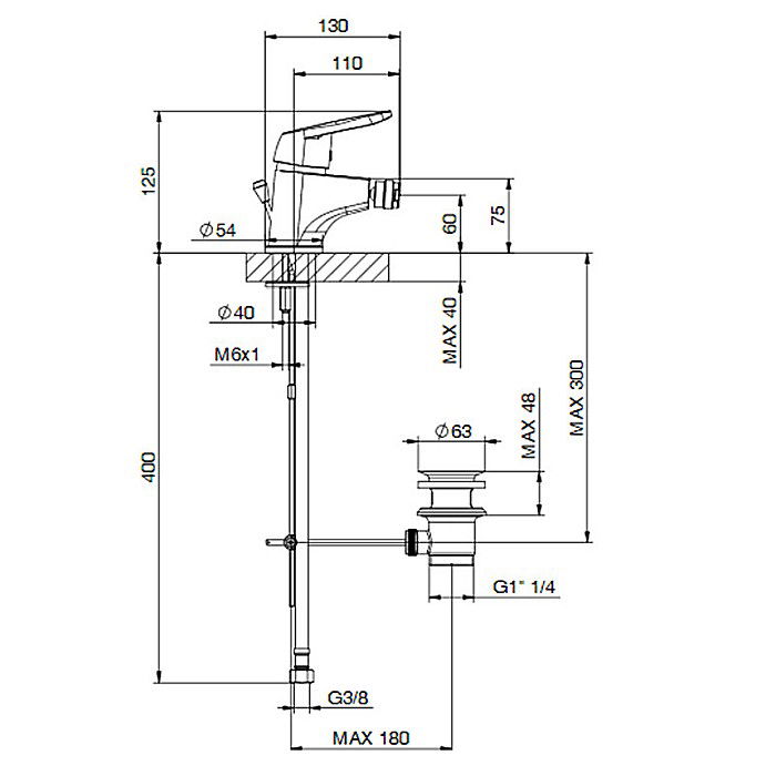 BATERIE MONOCOMANDA BIDEU TIEMME D02SS DELTA FARA VENTIL CROM [2]