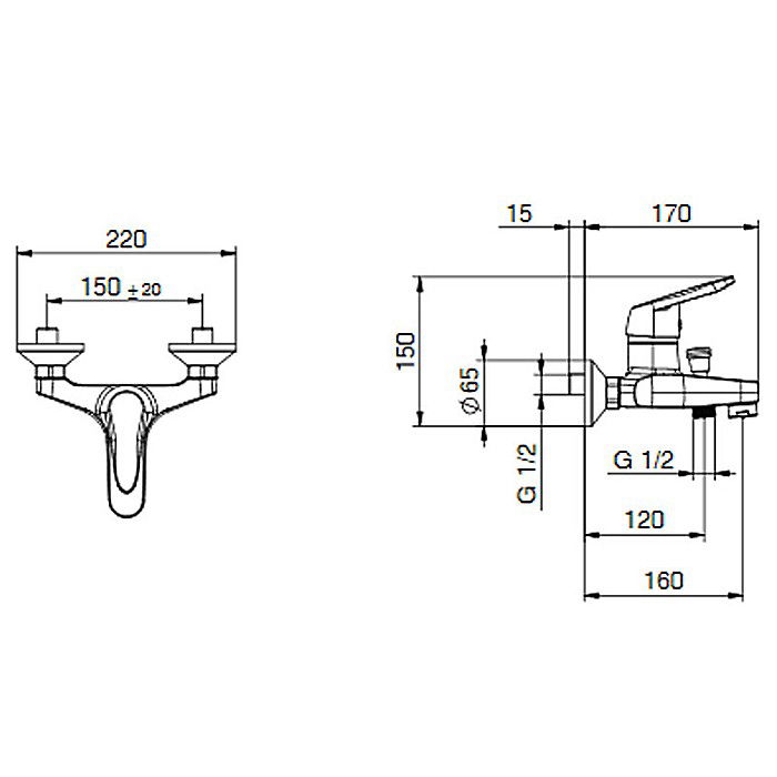 BATERIE MONOCOMANDA CADA DUS COMPLETA TIEMME D03 DELTA CROM [2]