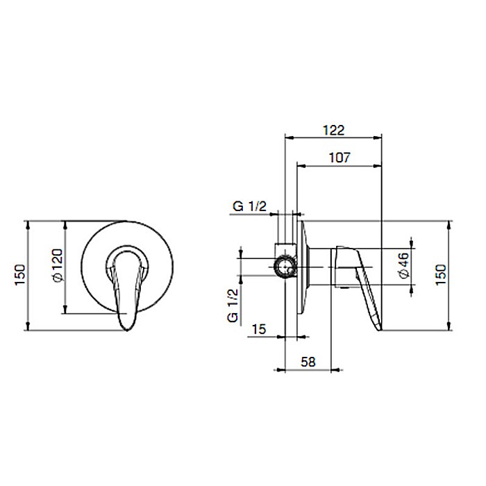 BATERIE MONOCOMANDA INGROPATA TIEMME D06 DELTA PENTRU CABINA DUS CROM [2]