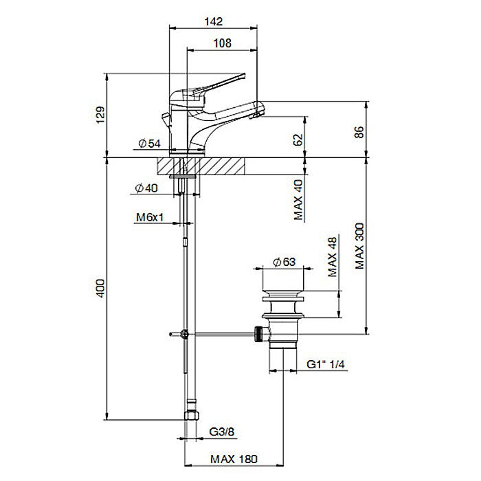 BATERIE MONOCOMANDA LAVOAR TIEMME G01SS GAMMA FARA VENTIL CROM [2]