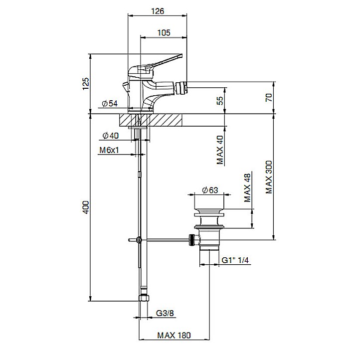 BATERIE MONOCOMANDA BIDEU G02SS GAMMA FARA VENTIL CROM TIEMME [2]