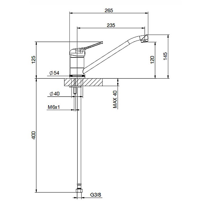 BATERIE MONOCOMANDA SPALATOR TIEMME K01 GAMMA PIPA LUNGA MANETA FRONTALA CROM [2]