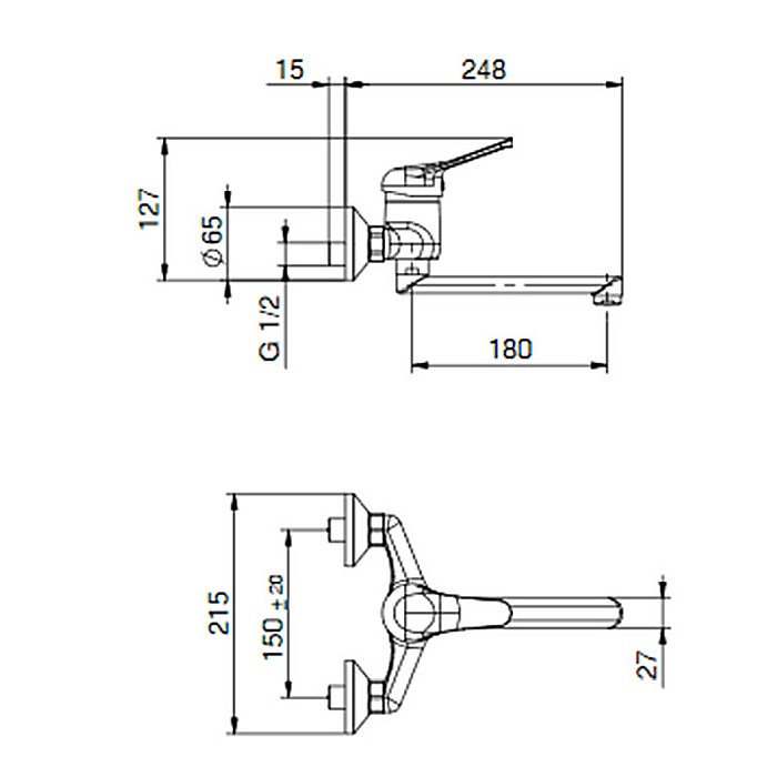 BATERIE MONOCOMANDA DE PERETE SPALATOR TIEMME K03 GAMMA MANETA FRONTALA CROM [2]