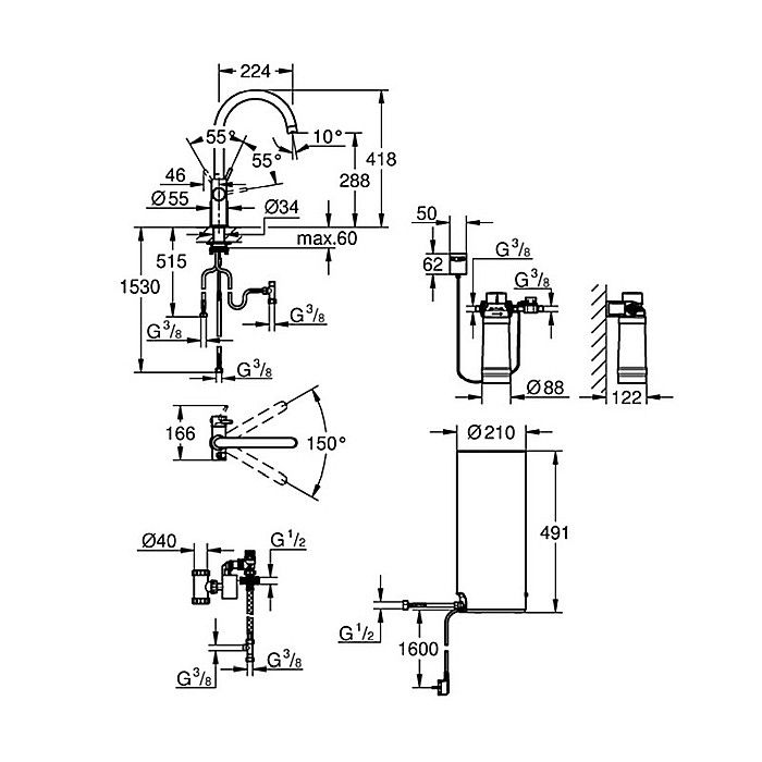 BATERIE BUCATARIE SI BOILER MARIMEA L GROHE RED DUO 30079001 [15]