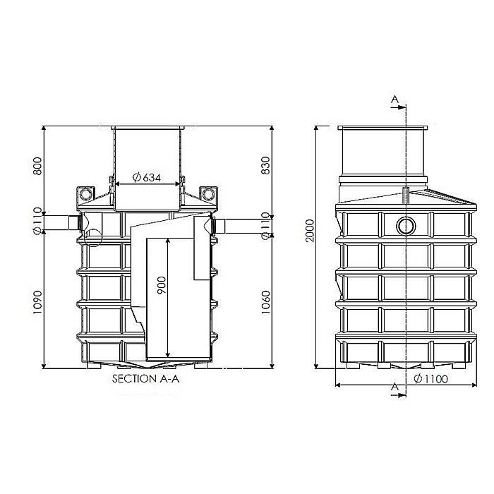 Separator grasimi subteran ng2 2l/s 780l necarosabil vertical 48910000200 Aquaclean Valrom [2]