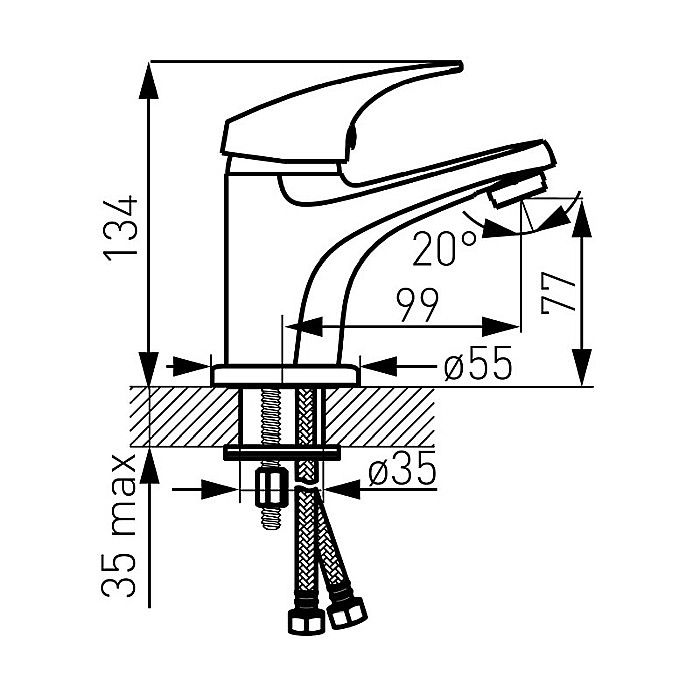 BATERIE LAVOAR FERRO BCM2 STATIVA CU VENTIL CLICK CLACK COMBO CROM [2]
