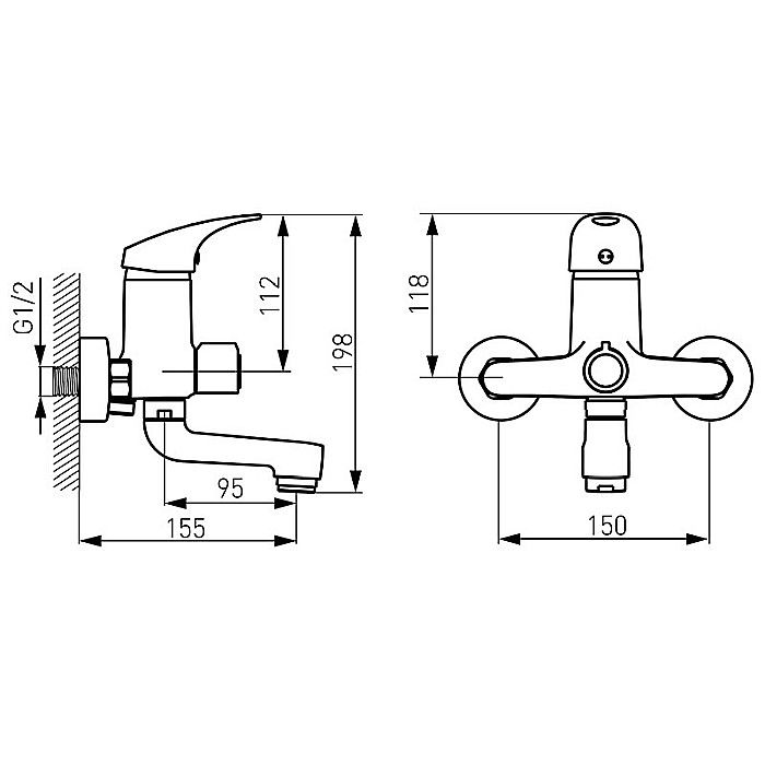 BATERIE CADA DUS FERRO BCM1A PERETE CU PIPA MOBILA COMBO CROM [2]