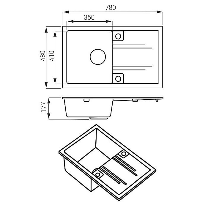 CHIUVETA GRANIT FERRO DRGM48/78SA CU O CUVA SI PICURATOR 78X48CM NISIP MEZZO BEJ [2]