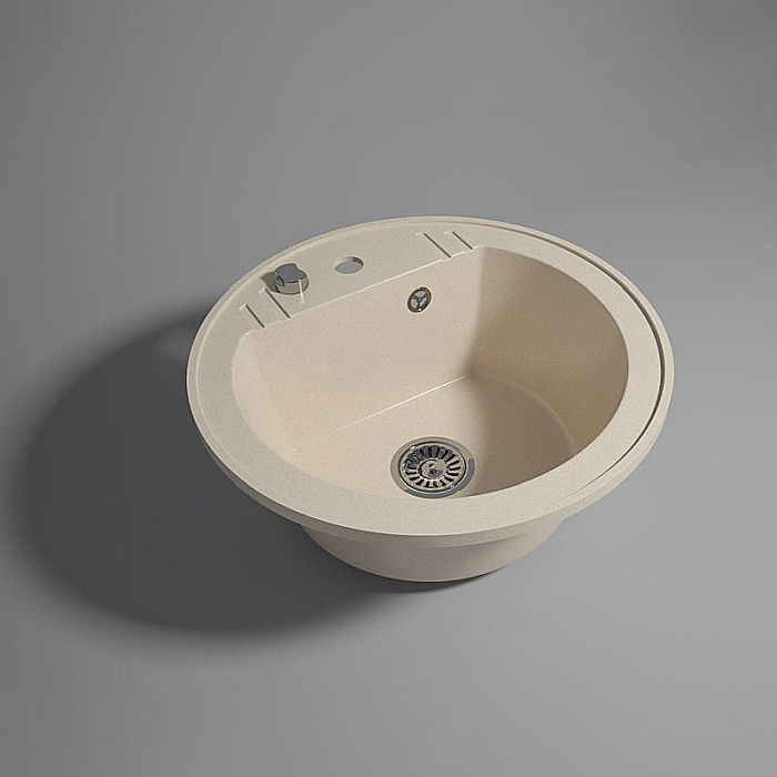 CHIUVETA GRANIT FERRO DRGM1/51SA ROTUNDA 51CM CU O CUVA NISIP MEZZO BEJ [2]