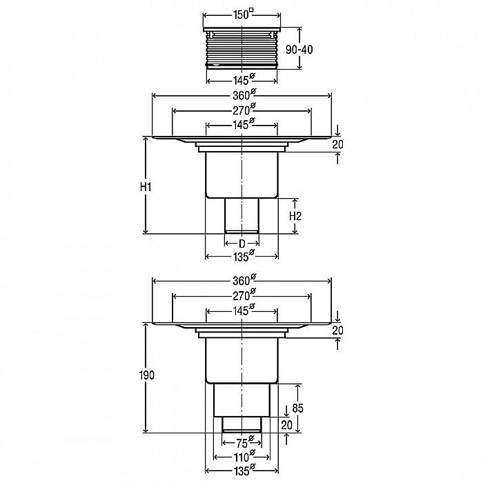 Sifon pardoseala dn70/100 iesire verticala 49511 Viega [2]