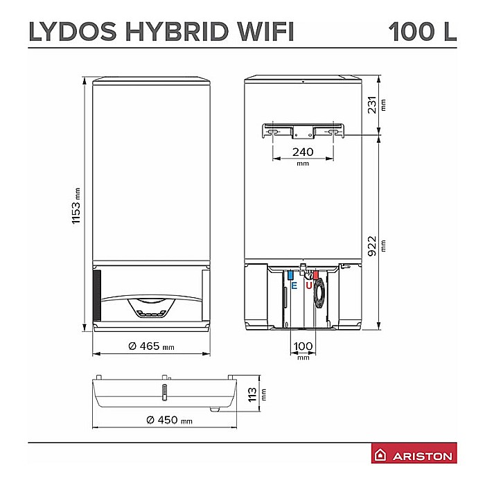 BOILER CU POMPA DE CALDURA ARISTON LYDOS HYBRID WI-FI 100 100L 3629065 [4]