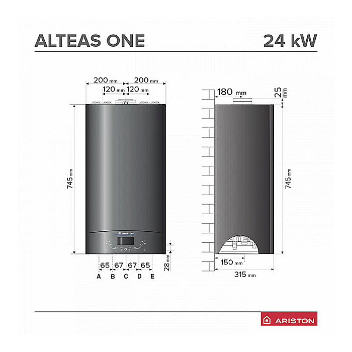 CENTRALA TERMICA PE GAZ ARISTON ALTEAS ONE+ NET 24 KW SENSYS HD NEGRU IN CONDENSATIE KIT EVACUARE INCLUS 3301771 [8]