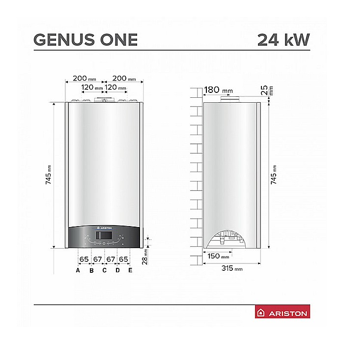 CENTRALA TERMICA PE GAZ ARISTON GENUS ONE+ WIFI 24 KW COMBI IN CONDENSATIE KIT EVACUARE INCLUS 3301777 [6]