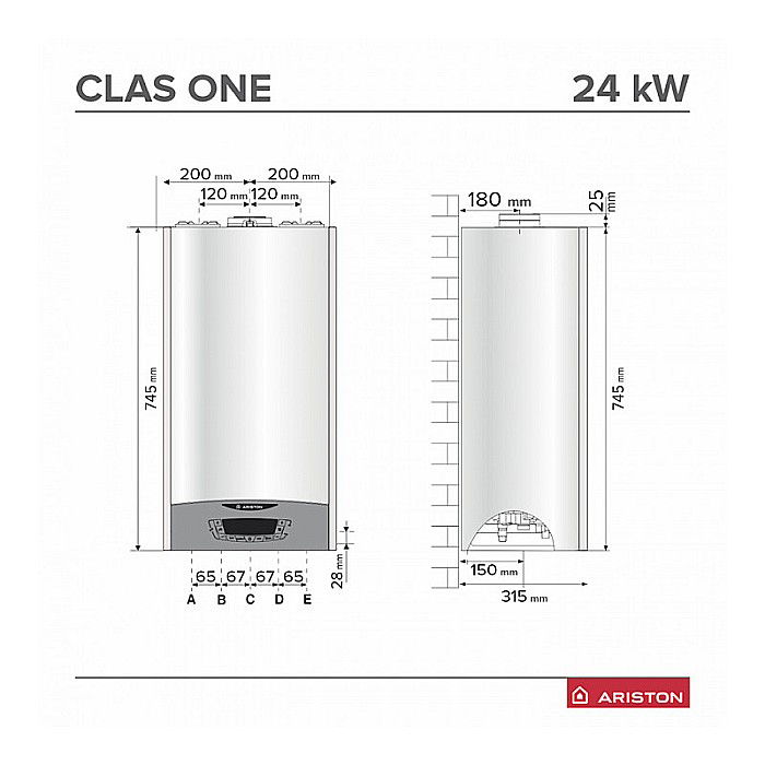CENTRALA TERMICA PE GAZ ARISTON CLAS ONE WIFI 24 KW COMBI IN CONDENSATIE KIT EVACUARE INCLUS 3302123 [6]