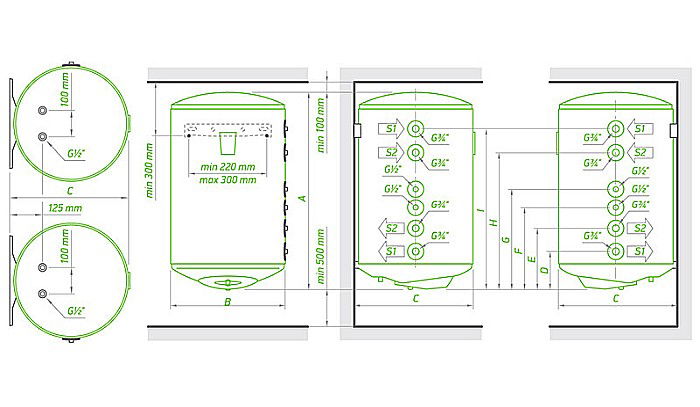 BOILER TERMOELECTRIC TESY CU DOUA SERPENTINE 120L BILIGHT GCV7/4S 120 44 20 B11 TSRCP2 DE PERETE VERTICAL [4]