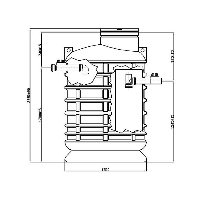Fosa septica 2000l bicamerala 3-5 persoane 48601020000 Aquaclean Valrom [3]
